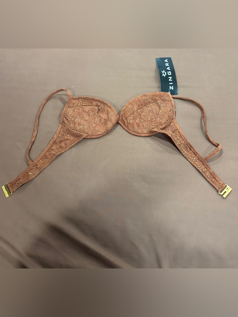 Zingara NWT Metallic Gold Shimmer Bronze Bikini Top - Size 6 / Small